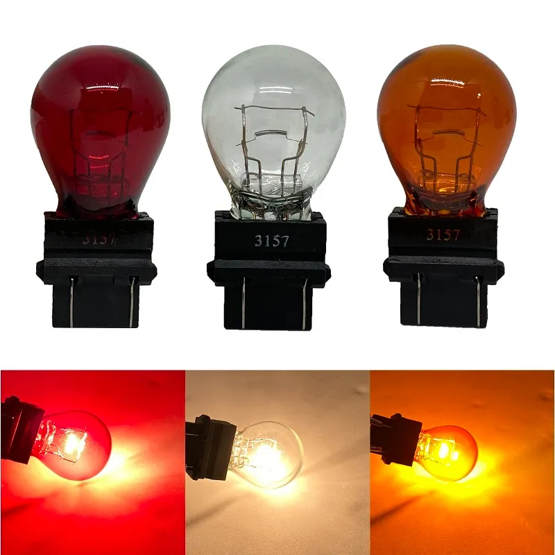 Nuovo 2 pz T25 3157 12 V 27 W 27/7 W Trasparente Auto Indicatore di Direzione Esterno Lampadina Lampada Alogena Luce Freno ambra Bianco rosso Fanale Posteriore