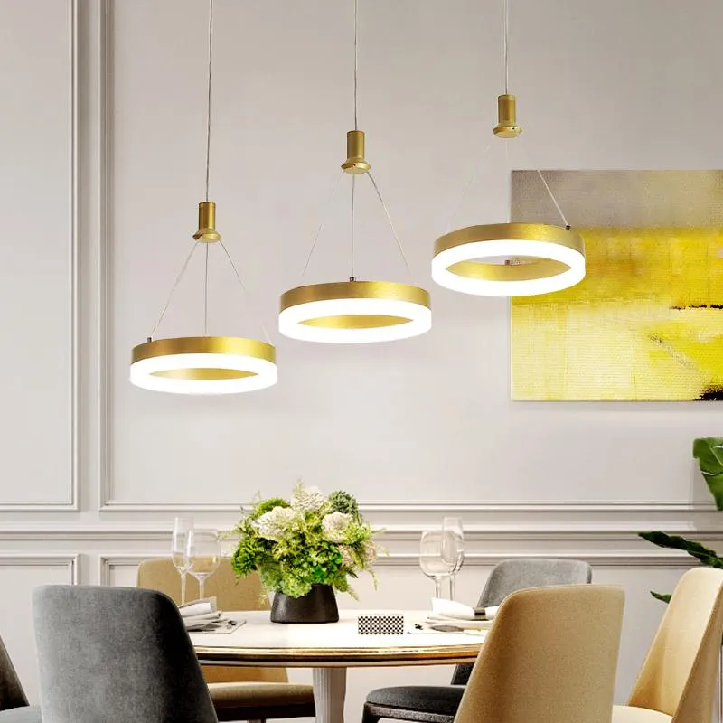 Подвесные лампы северные простые современные роскошные светодиодные светильники золотой ластерный светильник индивидуальный ресторан