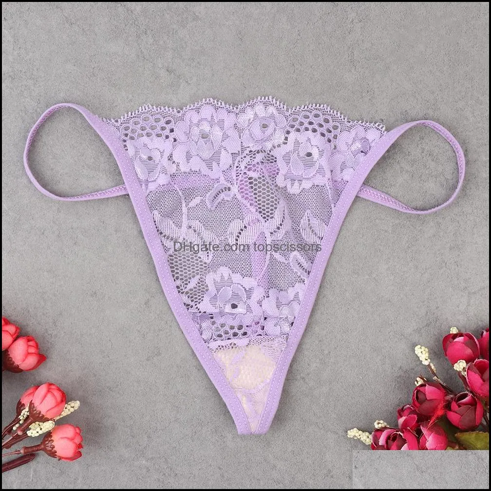 10PCS/Pack Random Color New Wholesale Women`s Mini Briefs Thong Sexy Transparent Underwear G-string T-back Lot Bulk S923