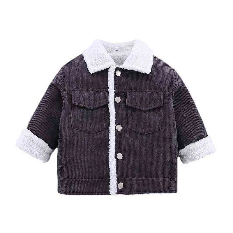 1-6Yrs Children Boys Corduroy Jackets Causal Long Sleeve Fur Collar Jacket Warm Autumn Winter Kids Boys Outfit Clothing J220718
