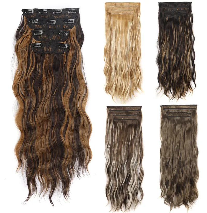 Cardas de cabelo encaracoladas Clipe em extensões de cabelo 4pcs/clipes de cabelo sintéticos para mulheres acessórios para mulheres