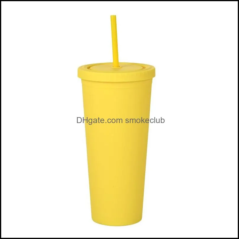 Fashion Colored Acrylic Cups 700ml plastic tumblers with Lids Straws Double Wall Matte Plastics tumbler Reusable Cup 2026 V2