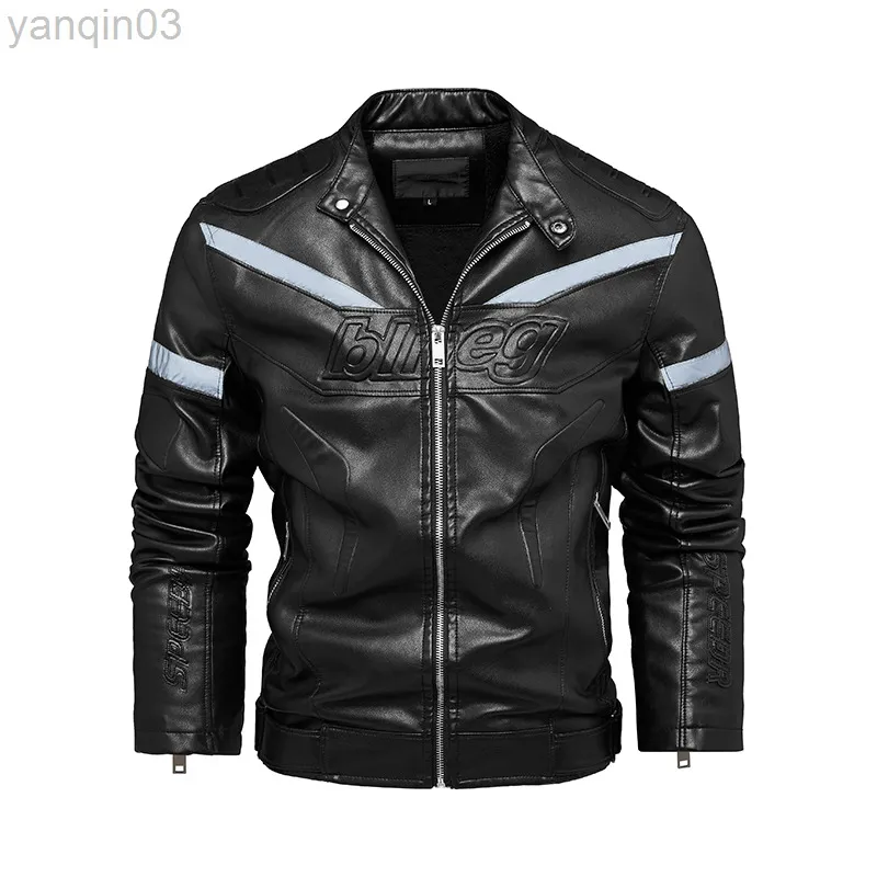 Hoogwaardige PU -jas Men Casual Leather Jacket Winter Motorfietsstijl Male ritssluiting voor mannen Warm jas L220801