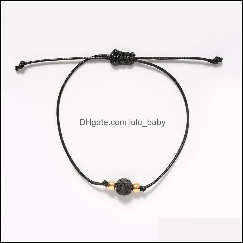 8mm black white lava stone beads strand bracelet diy essential oil perfume diffuser lover rope braided adjustable bracelets lulubaby