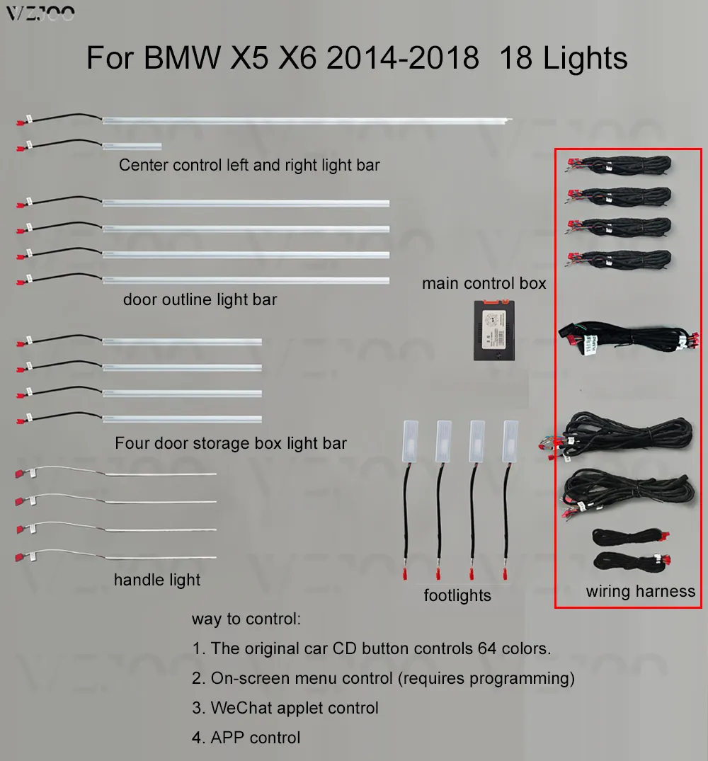 BMW X5/X6 LED Ambient Neon Rgb Led Strip 8/9/Auto Decorative Decoration  Refit For F15/F85/ F16/G05/P06 From Liuyangcar, $382.98