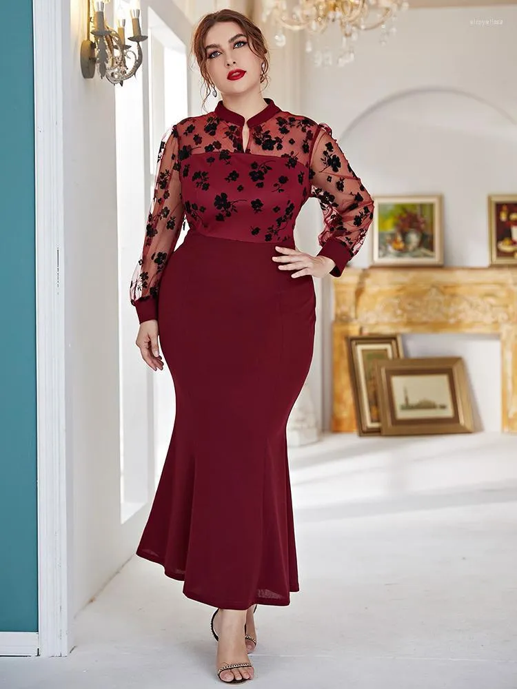 2022 Spring Red Elegant Long Sleeve Maxi Dress For Plus Size Women Casual Chic Evening Party Plus Size Womens Clothing At Clearance Price From Elroyelissa 34 DHgate.Com