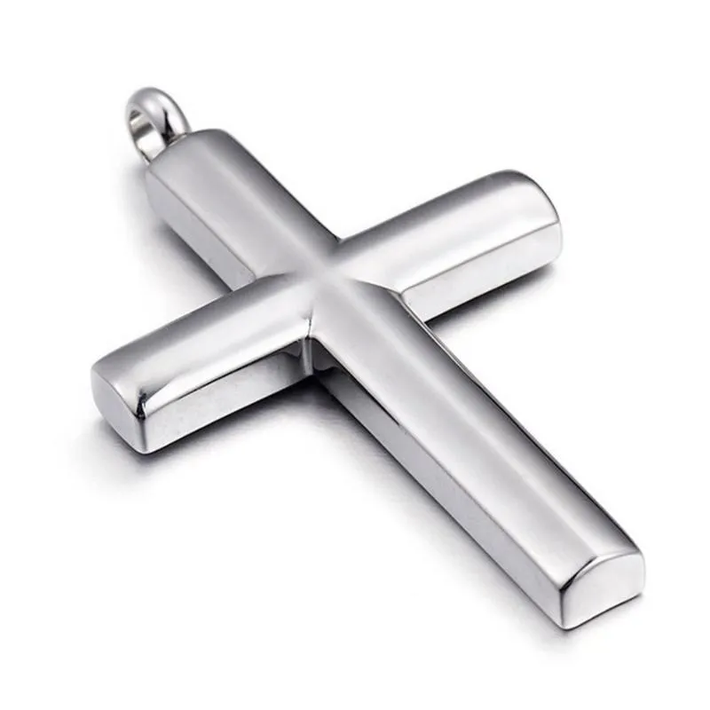 Colares pendentes Christian 316L Aço inoxidável cor de prata cruzada Crucifix Design masculino Colar de corda livre 24 "
