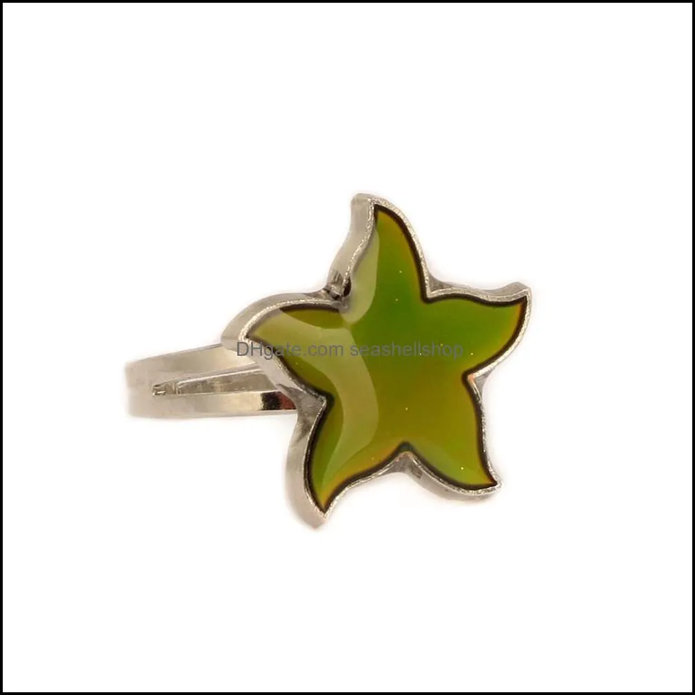 starfish mood ring changing color rings adjustable