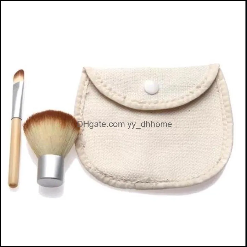 wooden makeup brushes beautiful professional bamboo elaborate make up brush tools with case button linen bag 4pcs set kit wq330