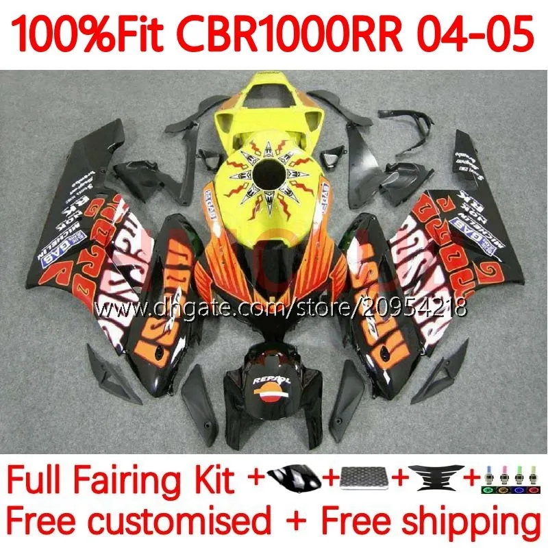 Spuitvorm Body voor Honda CBR-1000 CBR 1000 CBR1000 RR CC 04-05 Bodywerk 115No.58 CBR-1000RR 1000cc CBR1000RR 04 05 CBR 1000RR 2004 2005 OEM KUIM KIT REPSOL NIEUW