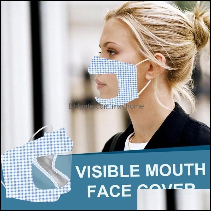 2021 New Lip language Face Masks daze proof clear soft PET visable mouth face cover mask fashion washable resuable masks