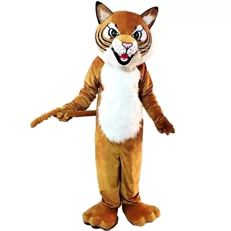 Tijger wilde kat mascotte kostuum stripfiguur volwassen grootte hoge kwaliteit