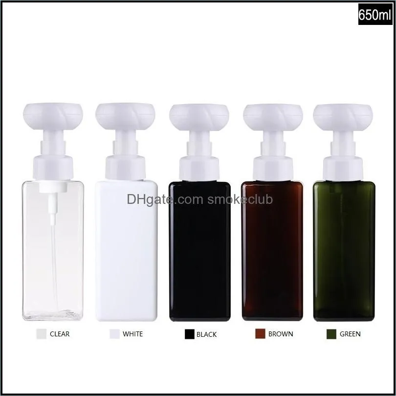 Square Foaming Soap Dispenser Bottles, 250ml (8.3oz) Refillable Flower Shape Foam Pump Bottle Plastic for Bathroom Vanities or Kitchen Sink,