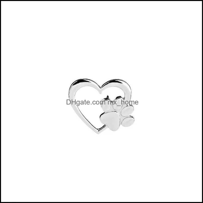 silver gold plated color love heart paw lapel pin brooch jewelry pet paw print pet loss and pet memorial pins dog cat lover gif mxhome