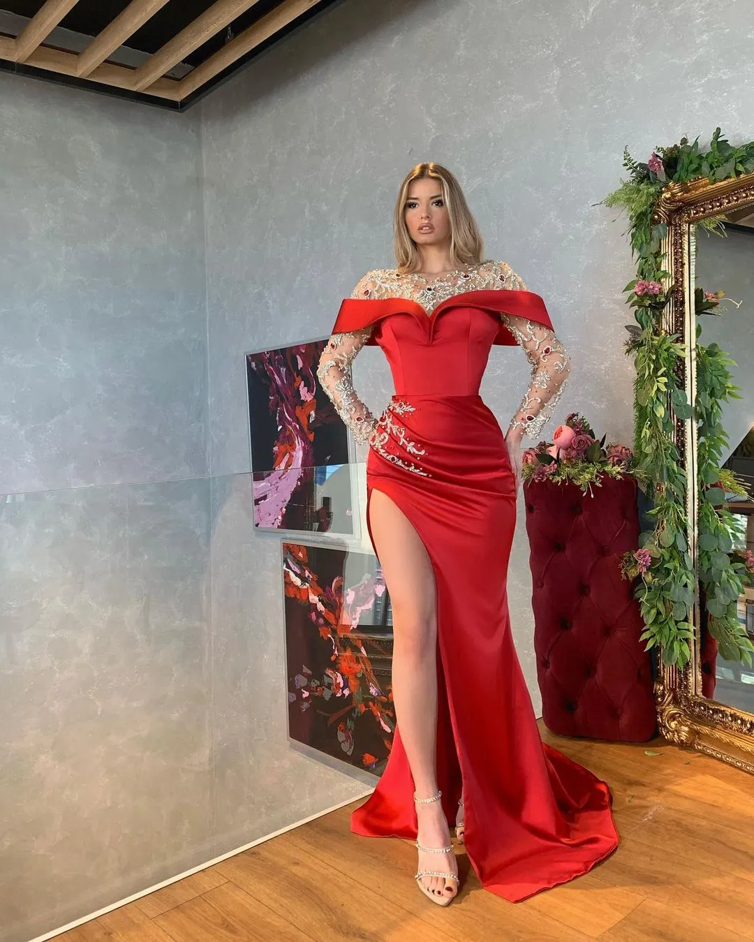 Fairy Prom Dress, Red Sheer Neck Evening Gown With... From Bestoffers,  $260.53 | DHgate.Com