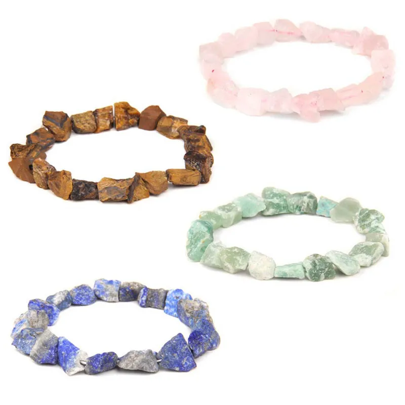 Irregular Natural Crystal Stone Strands Charm Bracelets For Women Men Handmade Beaded Party Club Decor Jewelry