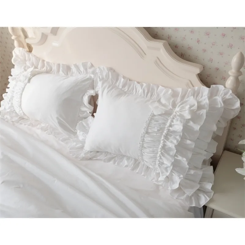 Luxury cake layers ruffle pillowcase white Europe handmade wrinkle elegant case pillow cover bownot design sweet princess Y200417