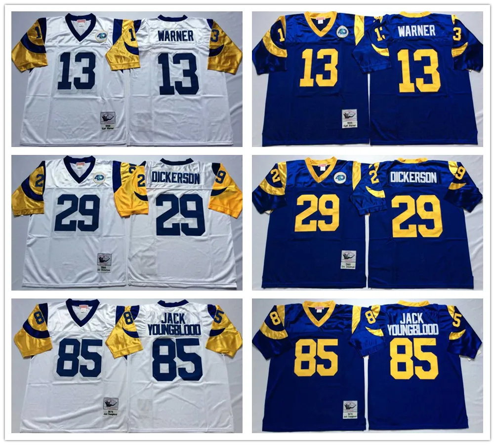 NCAA 75th Vintage Football 85 Jack Youngblood Jerseys Stitched 28 Marshall Faulk 13 Kurt Warner 29 Eric Dickerson Jersey College Blue White