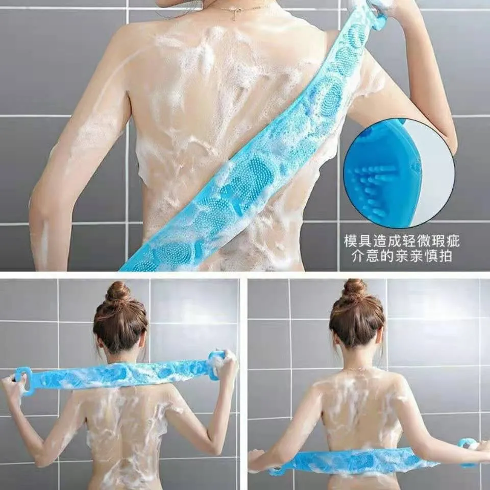 ホット製品シリコーンバスボディブラシ剥離バックブラシベルト洗浄肌の家庭用クリーンシャワーブラシXHJ129