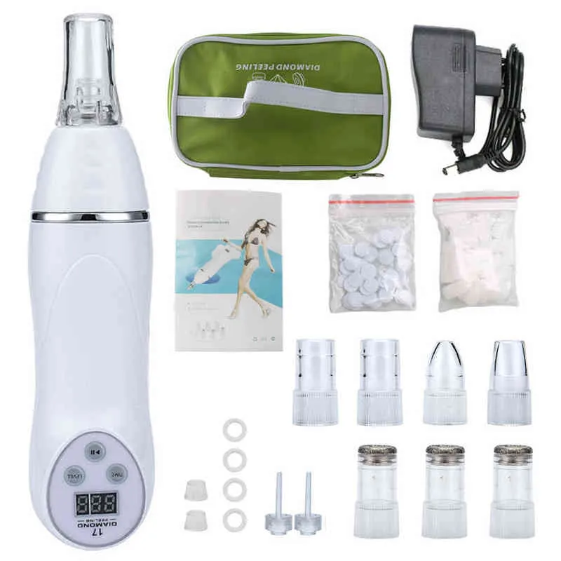 Digital Microdermabrasion Diamond Dermabrasion Pen Vacuum Massage Skin Peeling Acne Treatment Blackhead Removal Cleanser H220422