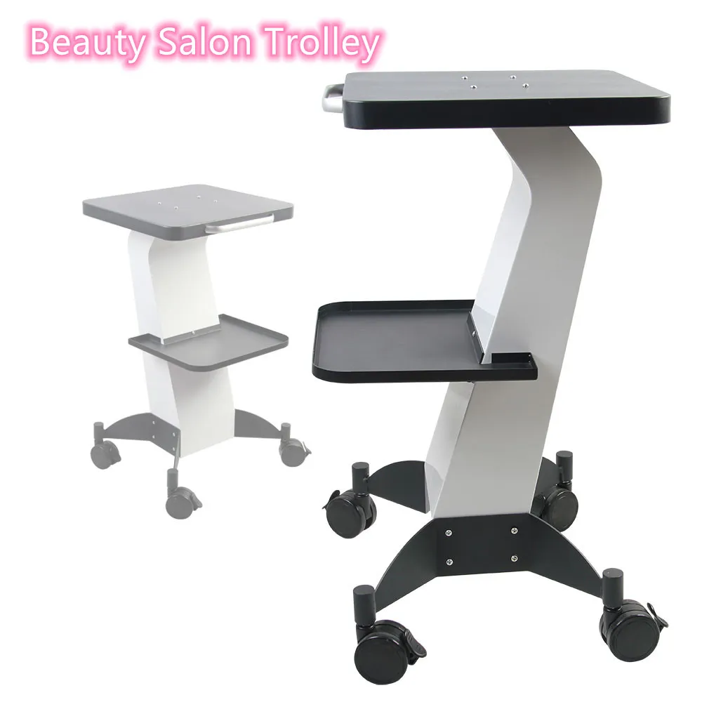 Beauty-Salon-Zubehör Trolley-Wagen, Eisen + ABS-Legierung Salon Spa Rolling Trolleys Ständer Mobile Carts mit Rad Beauty Instrument Storage Tray