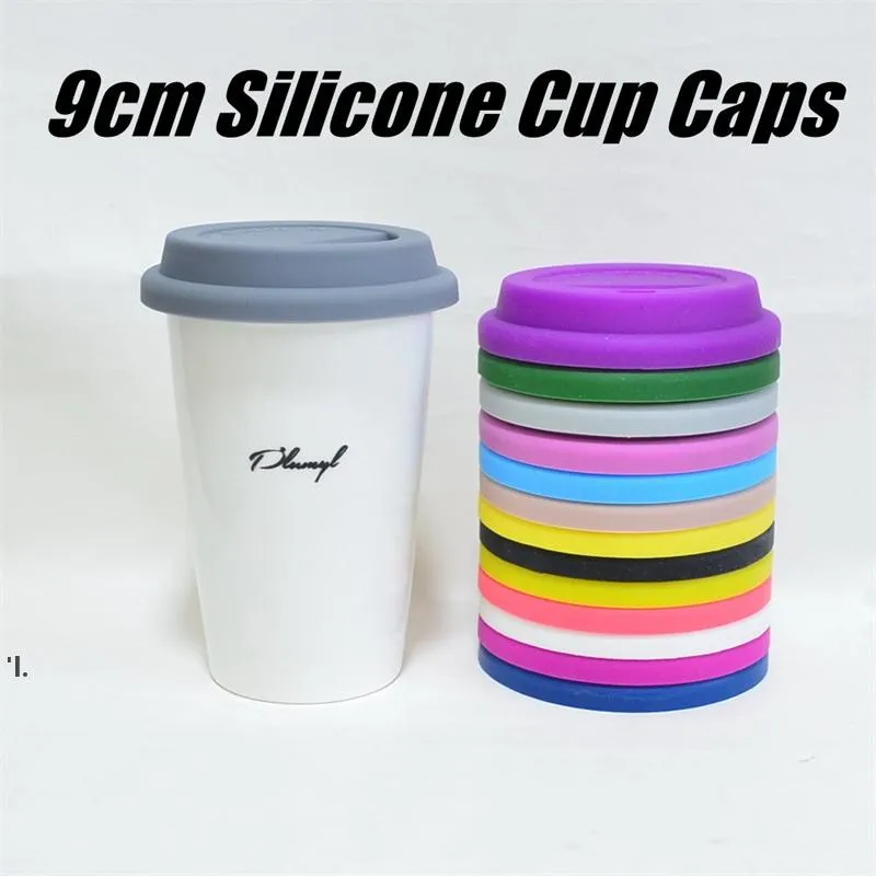 9cm Silicone Cup Lid Reusable Porcelain Coffee Mug Spill Proof Caps Milk Tea Cups Cover Seal Lids BBA13433