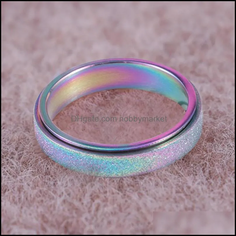 Wedding Rings For Women Stainless Steel Spinner Ring Sand Blast Finish Comfort Size 6-13 Simple Jewelry Wholesale Christmas Gift