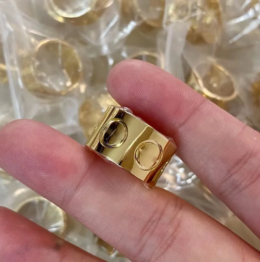 Anillo de amor 11 MM 18K nunca se desvanecerá anillo de bodas marca de lujo reproducciones oficiales Con caja de contador anillos de pareja Regalo premium 002606