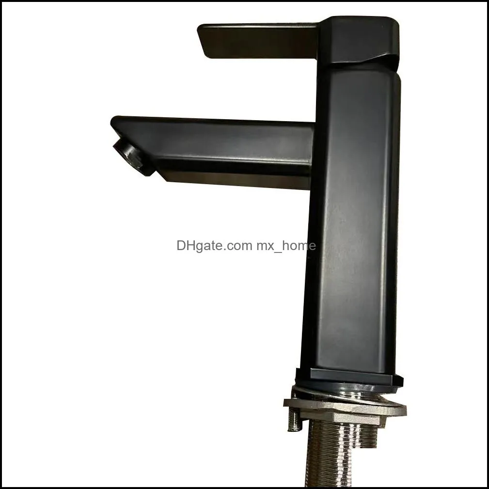 Black Waterfall Spout Bathroom Faucet, Single Handle , Rv Lavatory Vessel with Deck Plate, Matte Black, 1 or 3 Hole