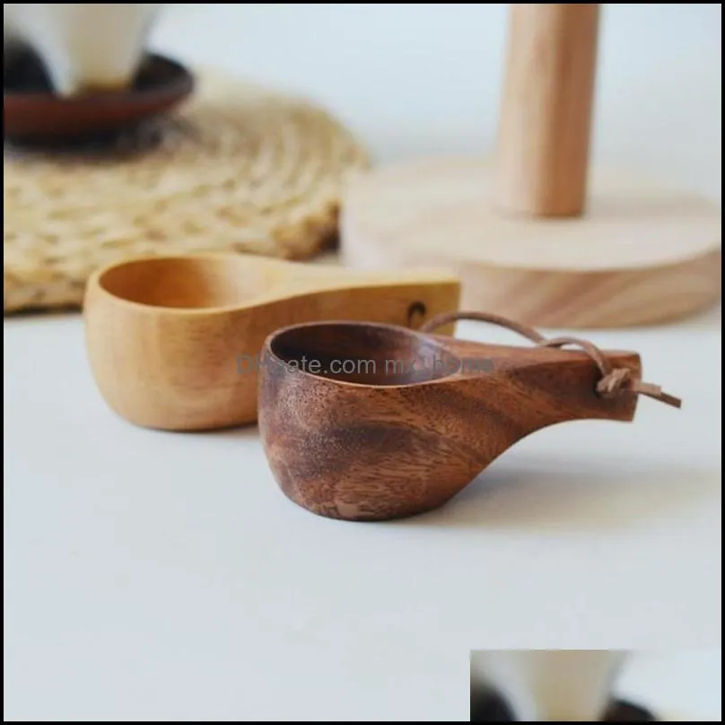 mugs nordic style handmade natural wooden mug cup for camping hiking survival tea home decorations gifts craft z0l6