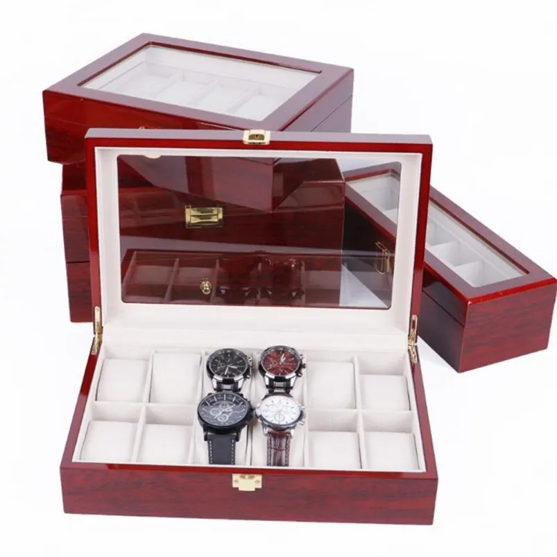 2 3 5 6 10 12 شبكات Wooden Watch Box Jewelry Display Holder Organizer for Es Men Valentine S Day Gift 220624