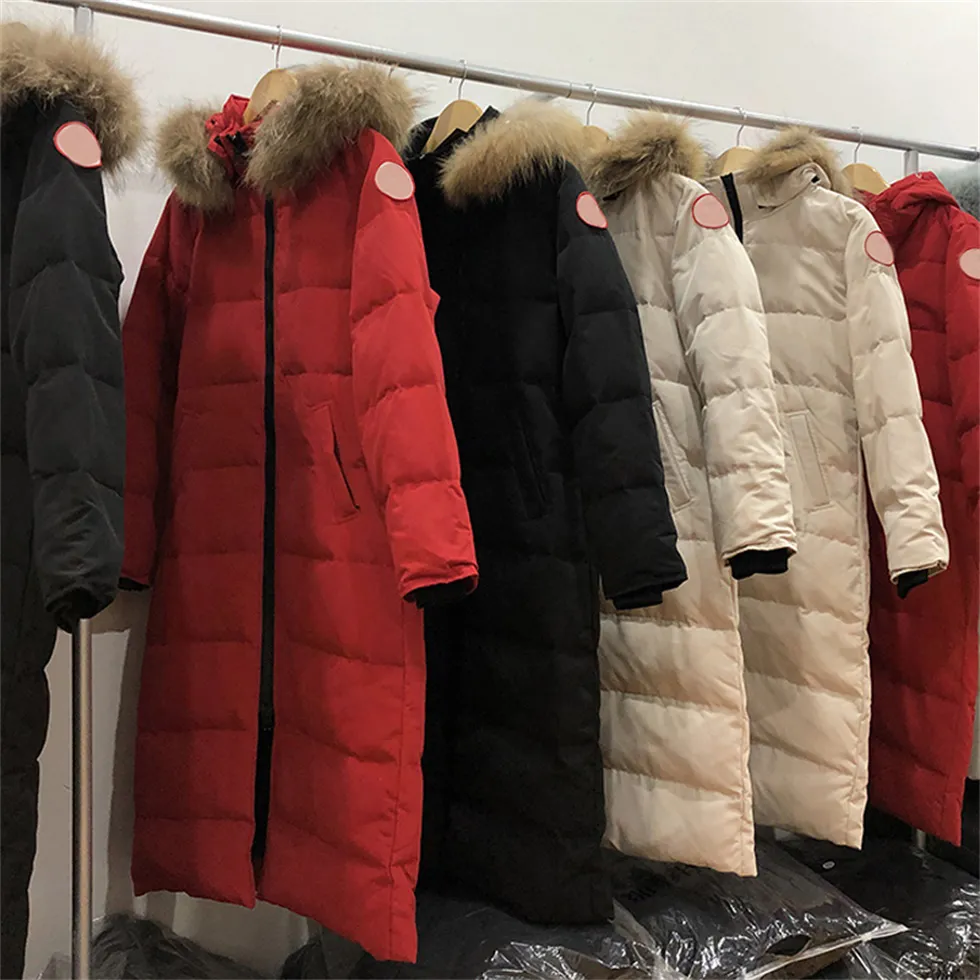 Dames Winter Outdoor Leisure Sport Down Jacket Witte Duck Winddicht Parker Lange lederen kraag pet Warm Real Wolf Fur Designer Stijlvolle klassieke avontuurlijke jas