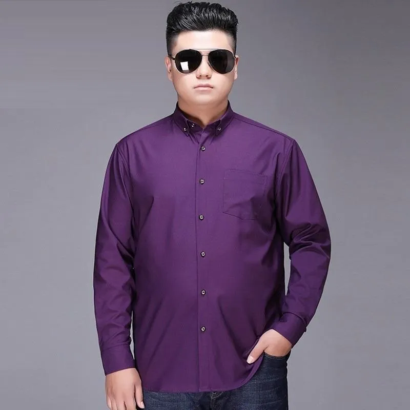 Camisas de vestir para hombres Camisa de primavera Manga larga Tamaño 8xl 9xl 10xl Vino rojo Púrpura azul marino Blanco negro de gran tamaño 150 kg 58