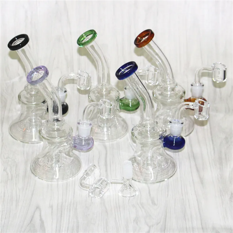 Narghilè Mini bong in vetro Oil Rigs con ciotole in vetro 14mm Female Heady Beaker Dab Rig Water Pipes