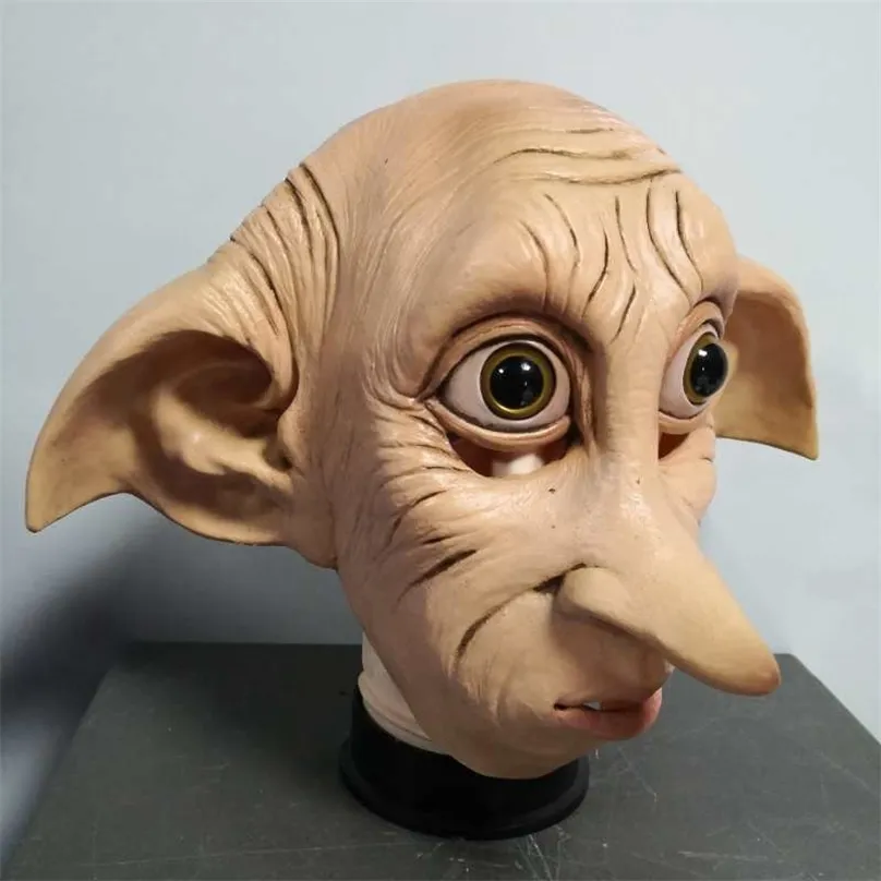 Cosplay Dobby Elfin LaTex Mask estilo animal Halloween Carnival Fantgear adereços 220629