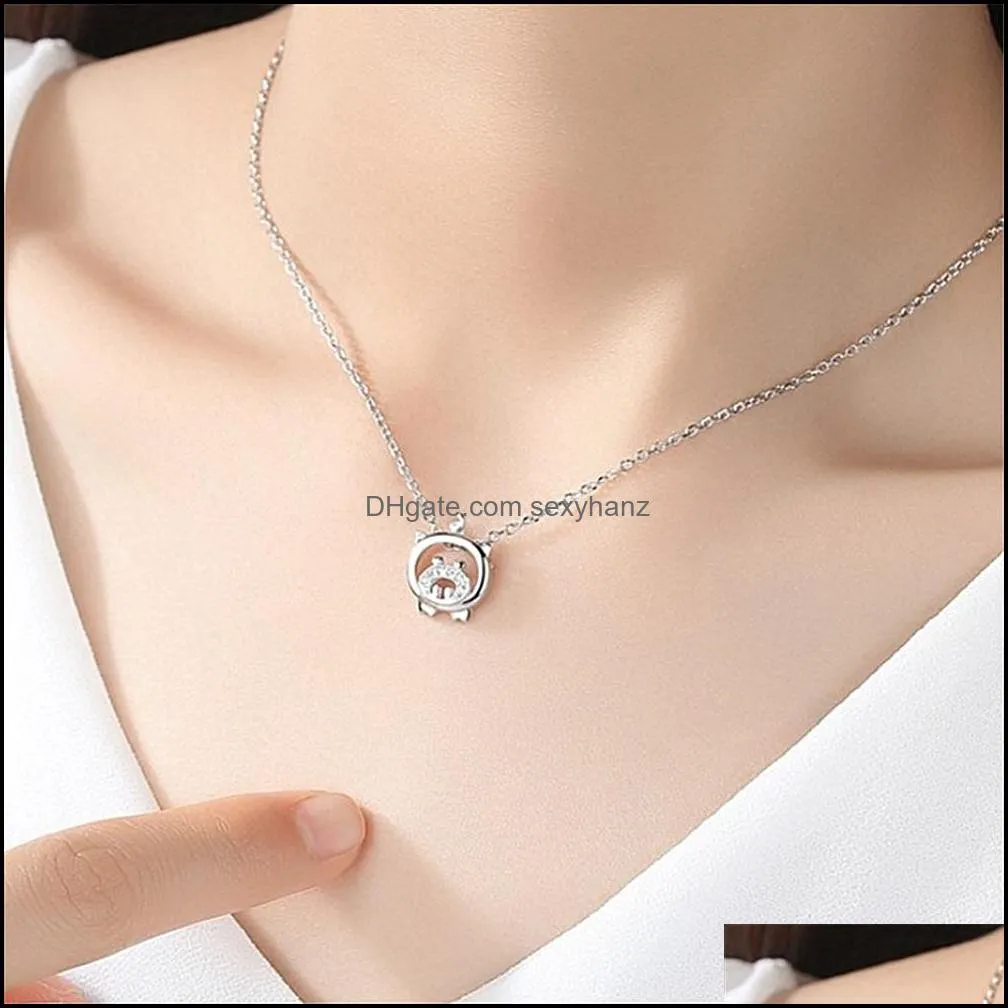 cute pig necklace for women lovely animal pendant neck chain chocker necklace jewelry party birthday gifts silver necklaces