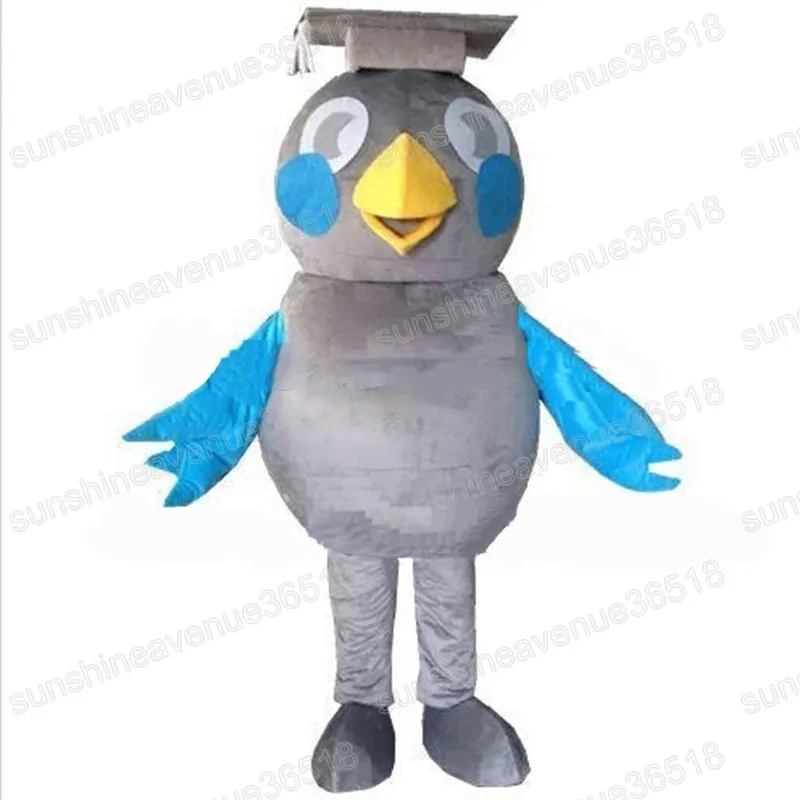 Halloween Grey Bird Maskottchen Kostüm Top -Qualität Cartoon Charakter Carnival Unisex Erwachsene Größe Weihnachtsgeburtstagsparty Fancy Outfit