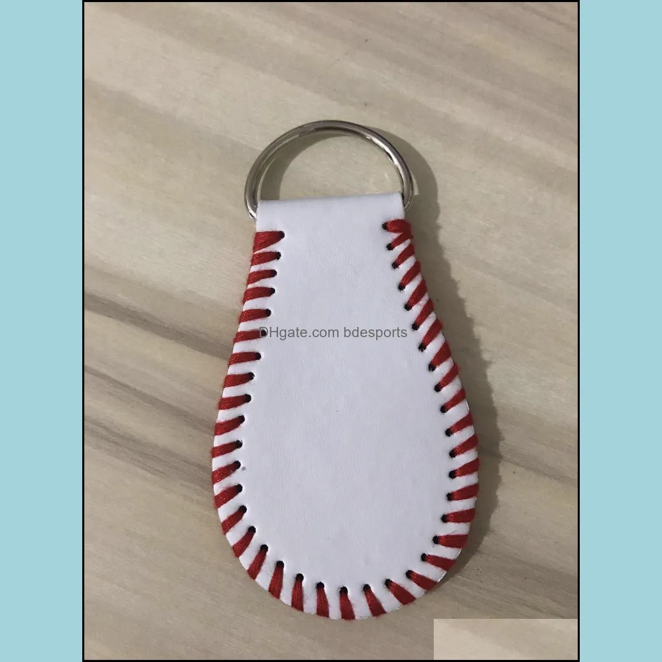 Creative Design Key Ring Leather Keys Chains Baseball Softball Keychain For Lady Bag Decorate Pendant White Yellow 7yh C
