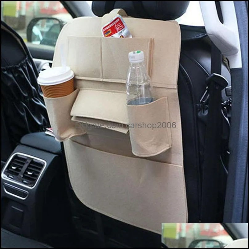 car seat back storage bag organizer holder felt cloth multi-pocket auto car storage organization hanging bag washable pouch vtky2339