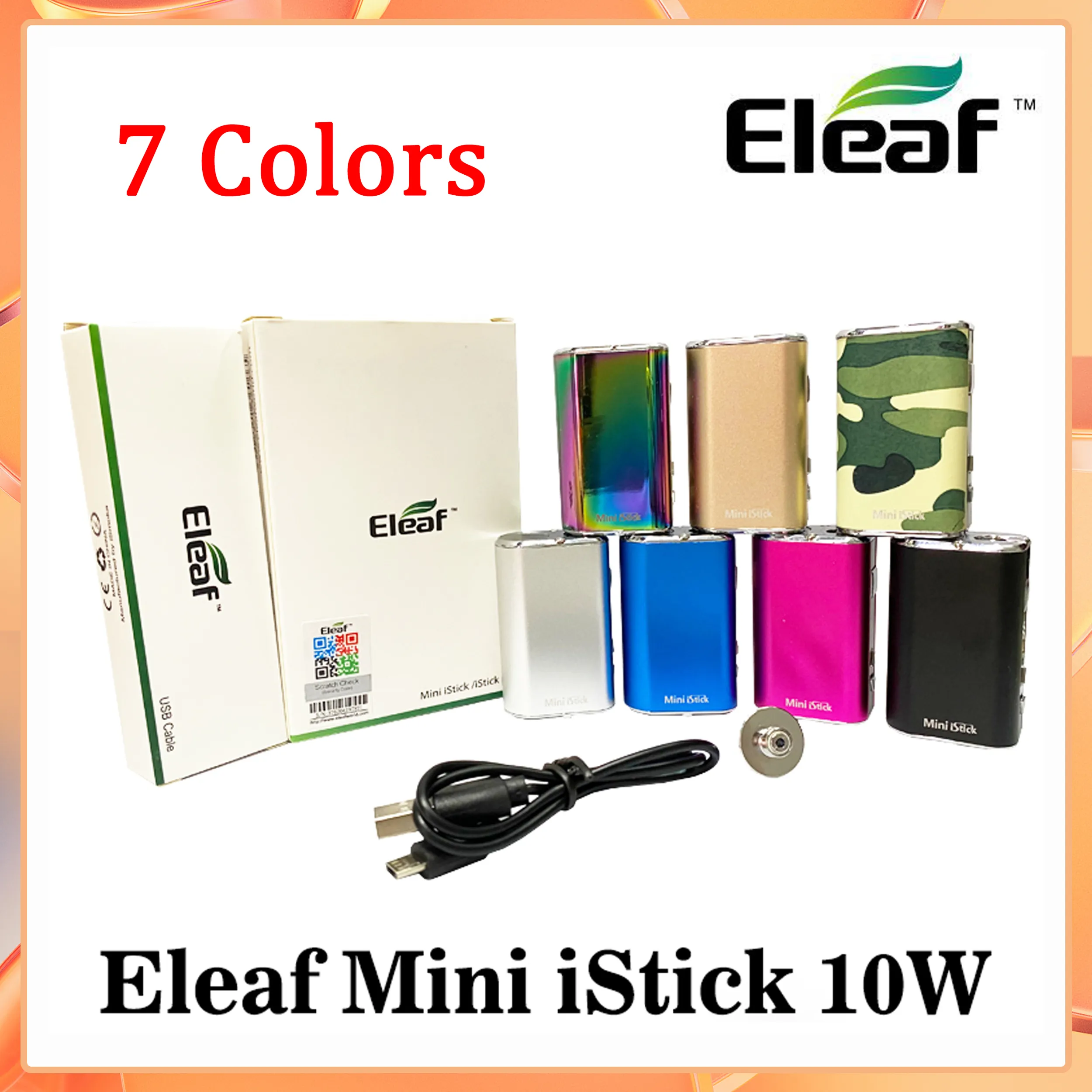 Hurtownia Eleaf Mini Istick Kit 7 Kolory 1050mAh Wbudowany bateria 10 W MAX Wyjście Wyjście Mod Voltage Z Złączem Kabel USB Szybki Wyślij