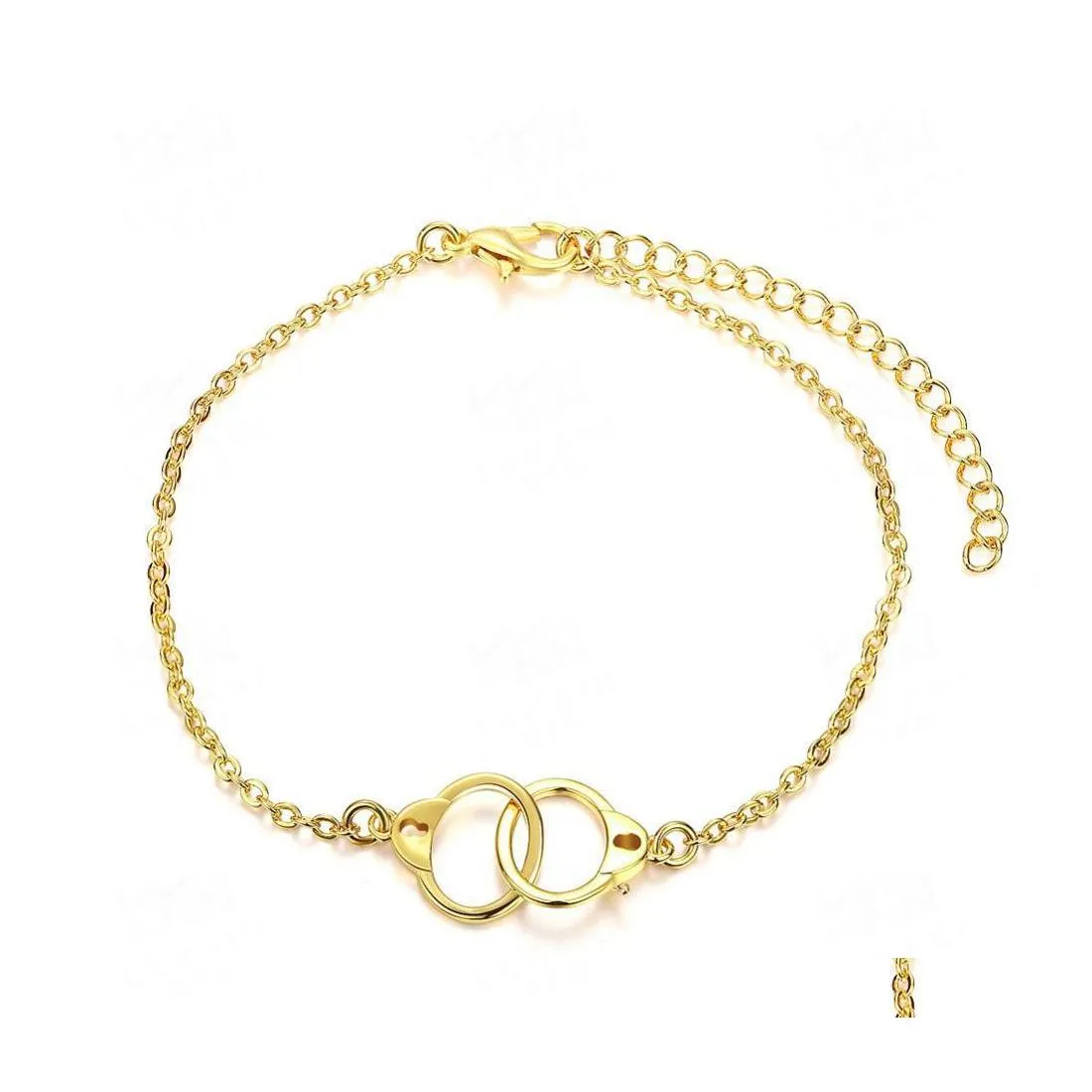 Charm Bracelets 18K Gold Plated Day Gift Creative Romantic European Style Handcuffs Bracelet Hjewelry Drop Delivery Jewelry Dh5Es