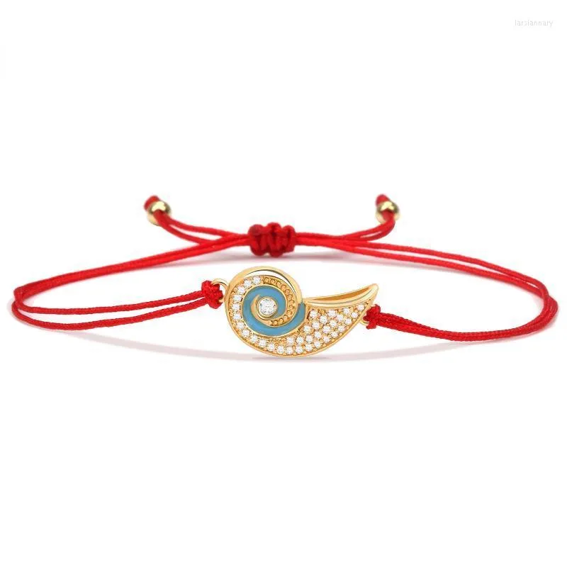 Bracelets de charme cúbicos zirconia pedras de cobre pulseira de caracóis do mar homem homens 2022 Moda Conch Red String Red String ajustável Bracele