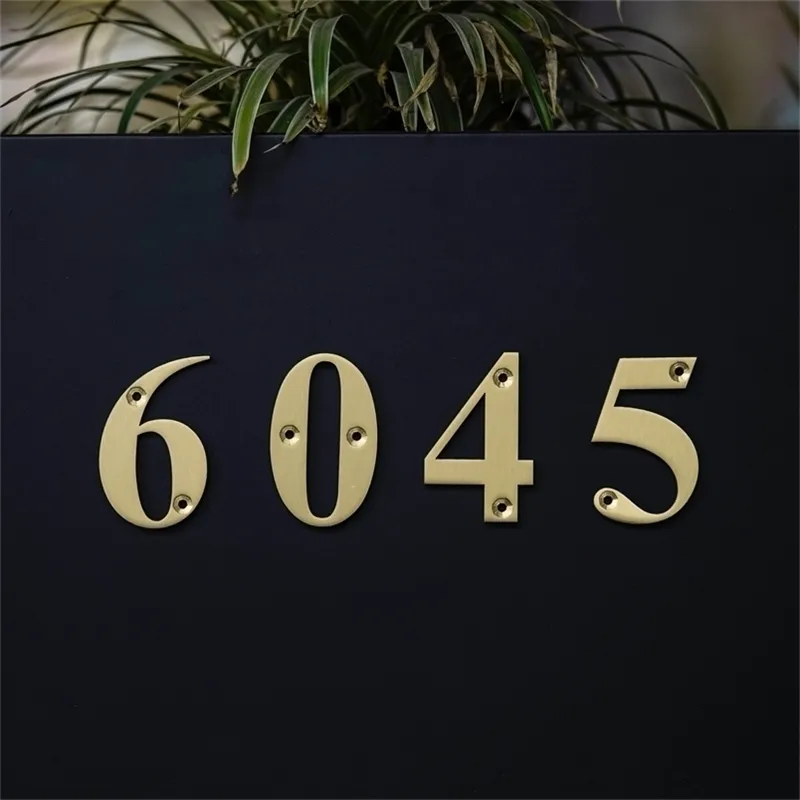 Porte d'adresse e-mail numérique personnalisée nordique créative en laiton massif identification du numéro d'appartement extérieur 220706