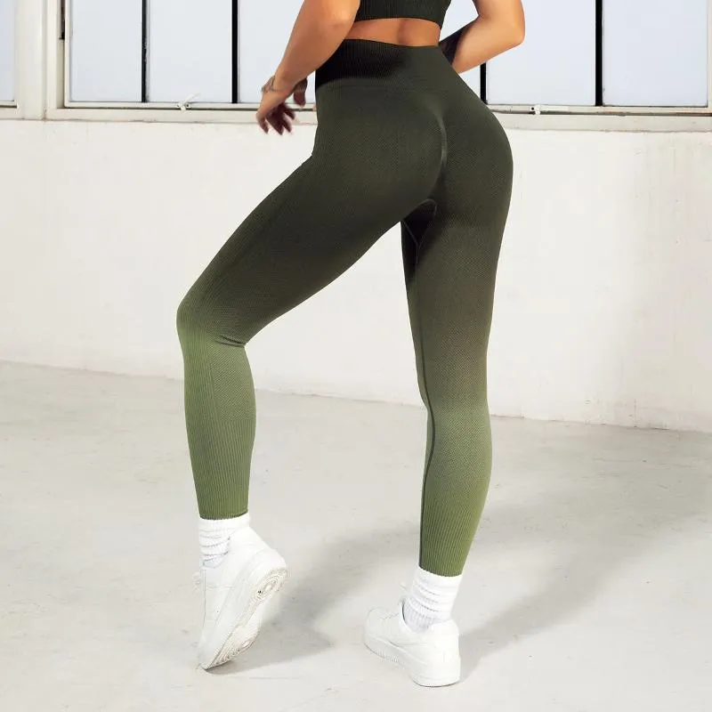 Yoga Outfit LANTECH Women Pants Sports Running Sportswear Stretchy Ombre Fitness Tights Leggings Seamless Gym Exercise Squat