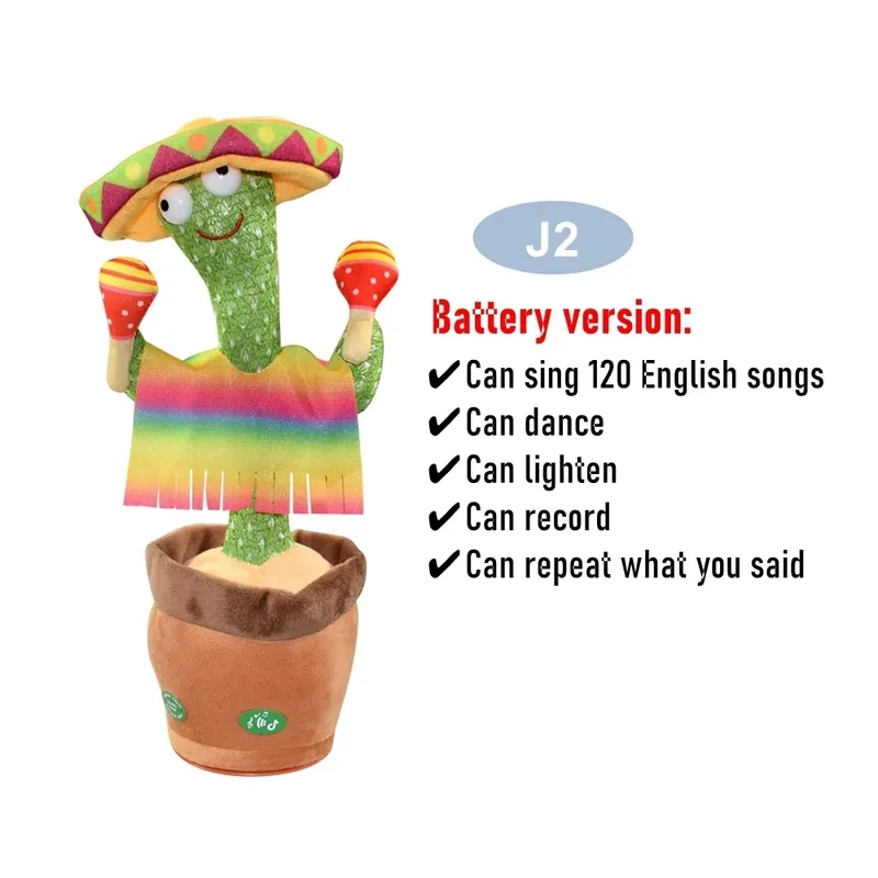 Danse Cactus Répéter Parler Jouet Électronique En Peluche Jouets Peut  Chanter Enregistrer Alléger Batterie USB Charge Début Eon Drôle Cadeau  220516
