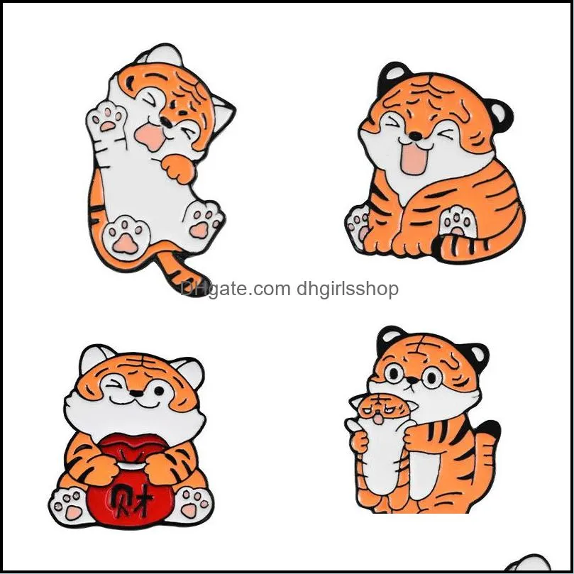 cartoon alloy little cute tiger brooch unisex  clothes animals lapel pins enamel buckle corsage badges backpack hat clothing brooches