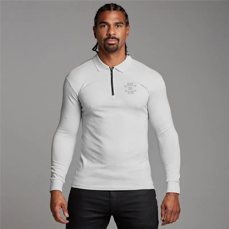 Polos Polos Gyms Fashion Men's Clothing Training Running Shirts Muscle Sports Lange Mouw Training Fitness Zipper Shirtmen's Men's mannen's