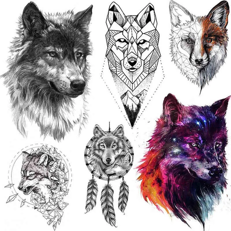 NXY Temporary Tattoo Tigrish Tribal Wolf s for Men Women Arm Chest Fake Sticker Waterproof Realistic 3d Flash Tatoo Paper 0330