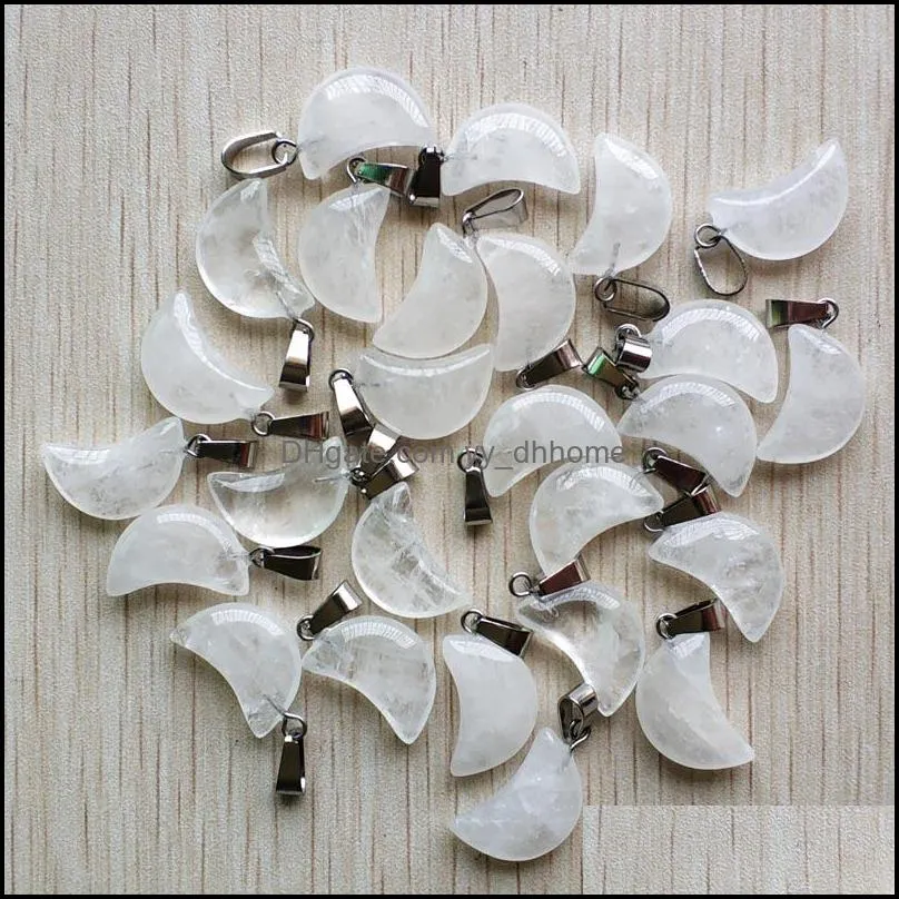 Charms Natural White Quartz Crystal Crescent Moon Shape Pendants For Diy Jewelry Making Wholesale Drop Delivery 2021 Findings Yydhhome Dhuy4