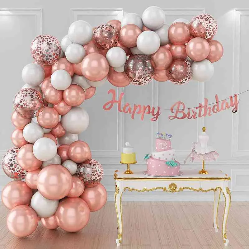 DIY Birthday Number Balloons Frame Mosaic Heart Balls Anniversary Baby Shower Wedding Decorations Party Backdrop AA220314